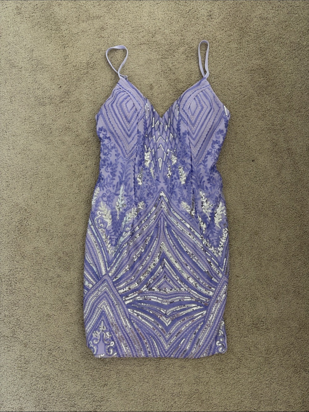Lavender Beaded Spaghetti-Strap Dress